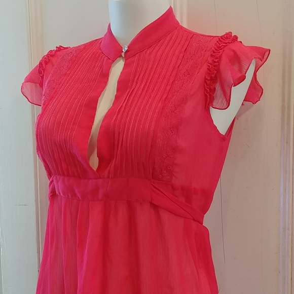 River Island UK Keyhole Tie Waist Blouse - Picture 3 of 7